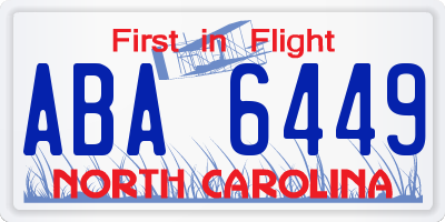 NC license plate ABA6449