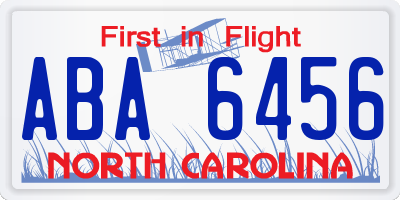 NC license plate ABA6456
