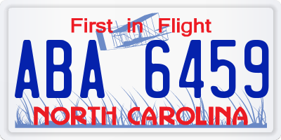NC license plate ABA6459
