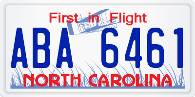 NC license plate ABA6461