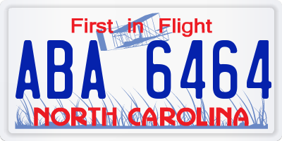 NC license plate ABA6464