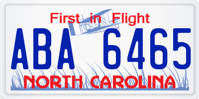 NC license plate ABA6465