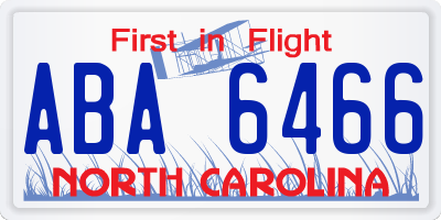 NC license plate ABA6466