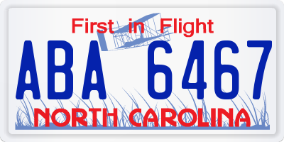 NC license plate ABA6467