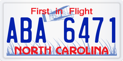 NC license plate ABA6471