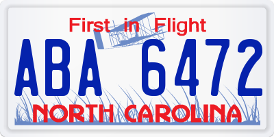 NC license plate ABA6472