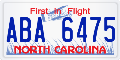 NC license plate ABA6475