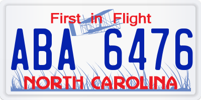 NC license plate ABA6476