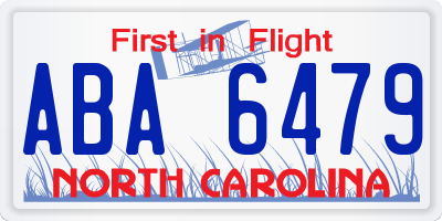 NC license plate ABA6479