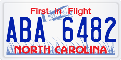 NC license plate ABA6482