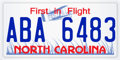 NC license plate ABA6483