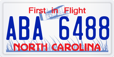 NC license plate ABA6488