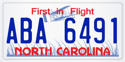 NC license plate ABA6491