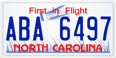 NC license plate ABA6497