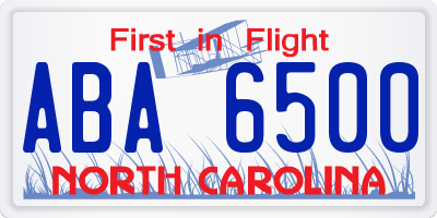 NC license plate ABA6500