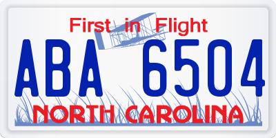 NC license plate ABA6504