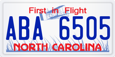 NC license plate ABA6505