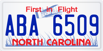 NC license plate ABA6509