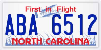 NC license plate ABA6512