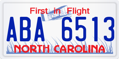 NC license plate ABA6513