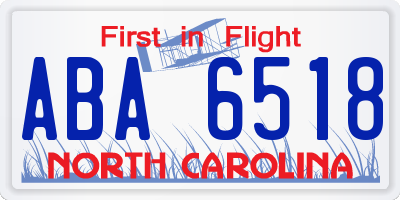 NC license plate ABA6518