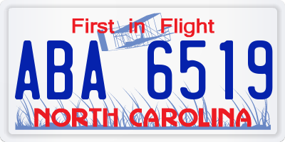 NC license plate ABA6519