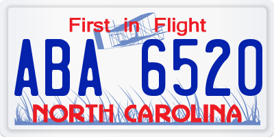 NC license plate ABA6520