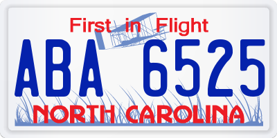 NC license plate ABA6525