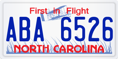 NC license plate ABA6526