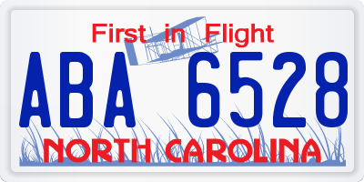 NC license plate ABA6528