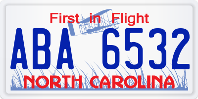 NC license plate ABA6532