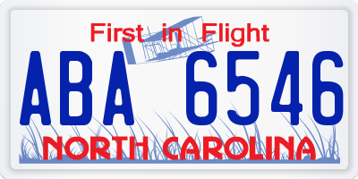NC license plate ABA6546