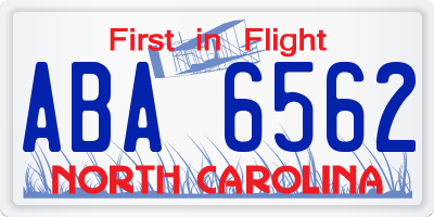 NC license plate ABA6562
