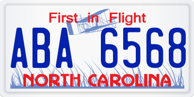 NC license plate ABA6568