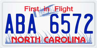 NC license plate ABA6572