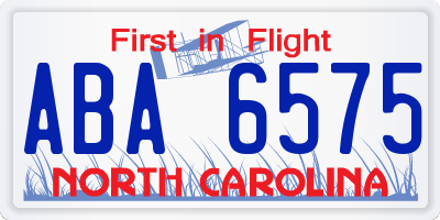 NC license plate ABA6575