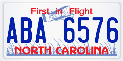 NC license plate ABA6576