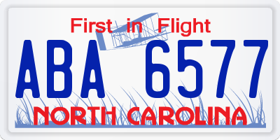 NC license plate ABA6577