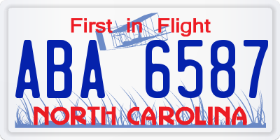 NC license plate ABA6587