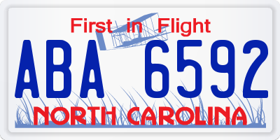 NC license plate ABA6592