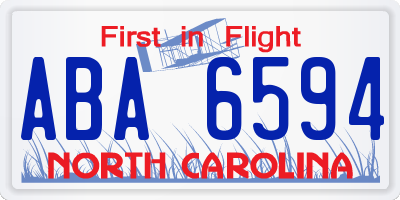 NC license plate ABA6594