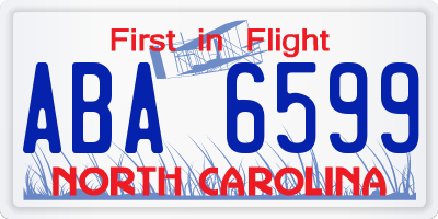 NC license plate ABA6599