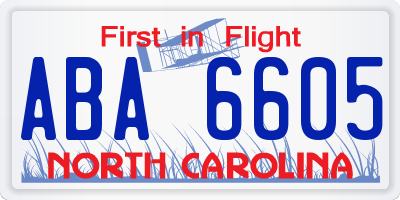 NC license plate ABA6605