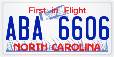 NC license plate ABA6606
