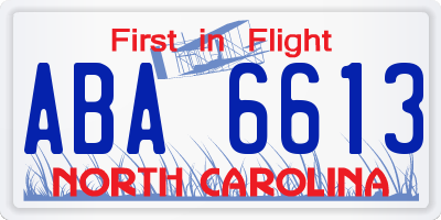 NC license plate ABA6613