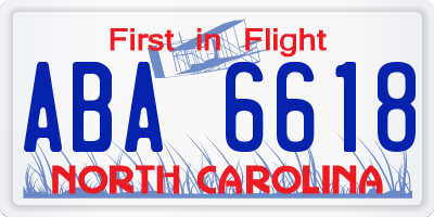 NC license plate ABA6618