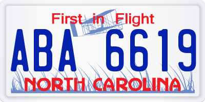 NC license plate ABA6619