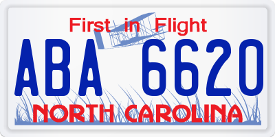 NC license plate ABA6620