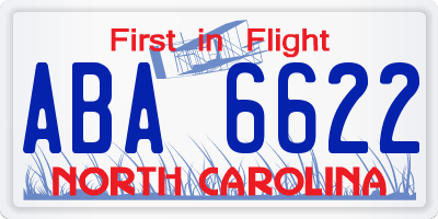 NC license plate ABA6622