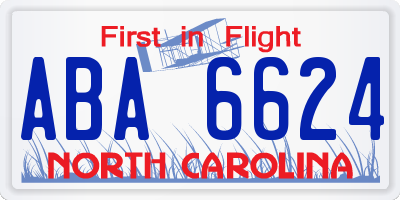 NC license plate ABA6624